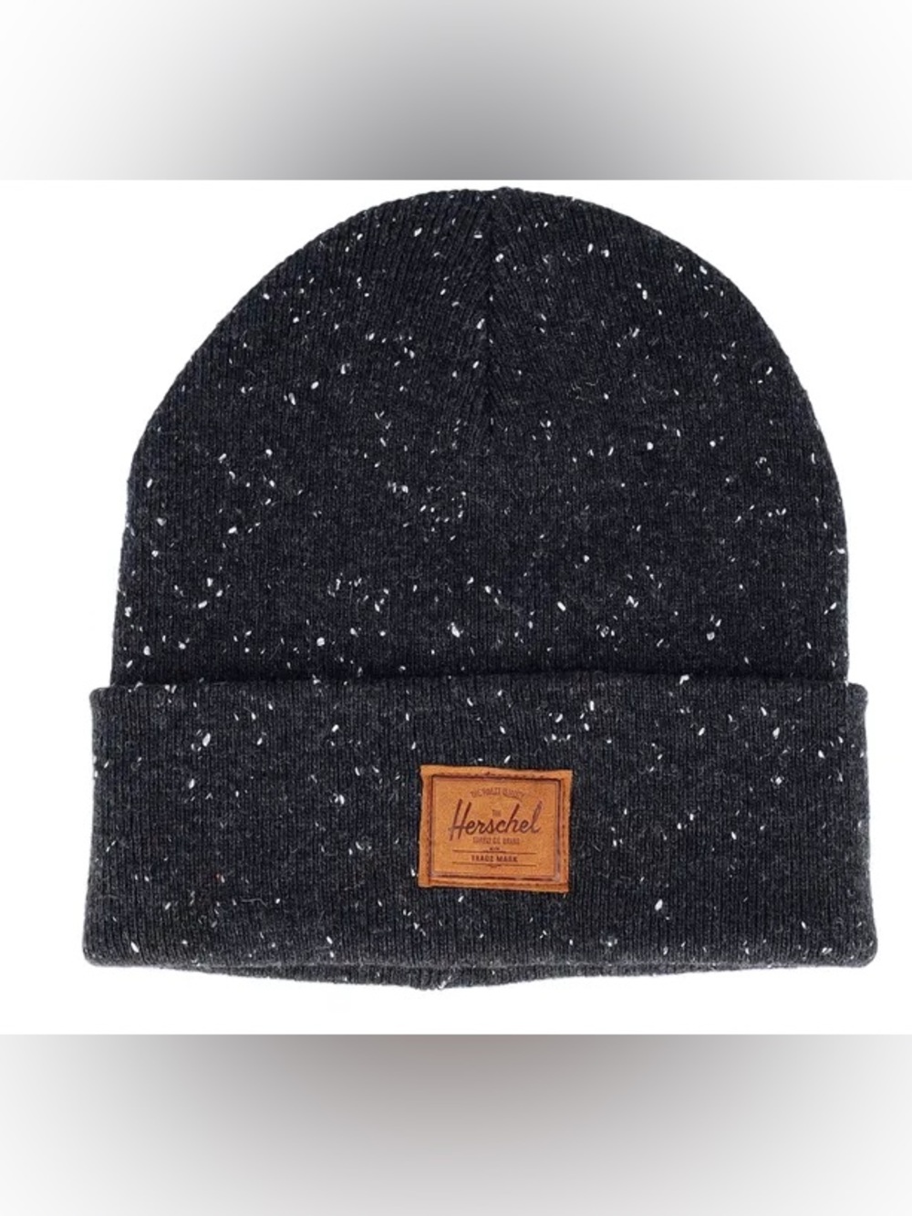 Herschel Supply Company Charcoal Speckled Cuff Beanie with Leather Patch